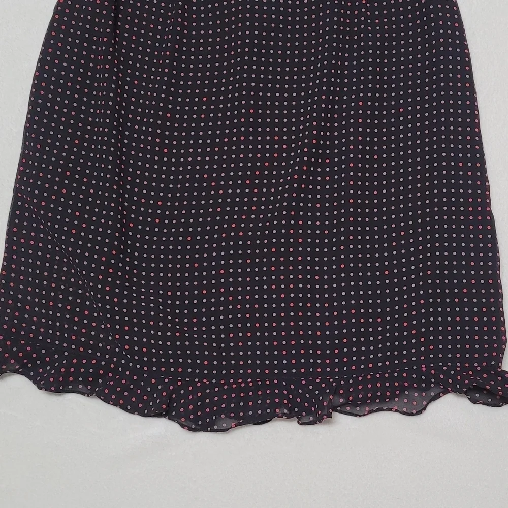 Vintage Kathie Lee Pink Orange Polka-dot Chiffon Ruffle Hem Bubble Skirt 16